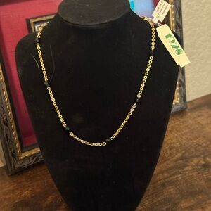 🌸 4 for $10 NWT 1928 Gold Chain Necklace With Small Black Beads